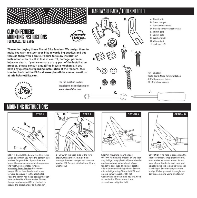 Planet Bike 7001 Mounting instructions