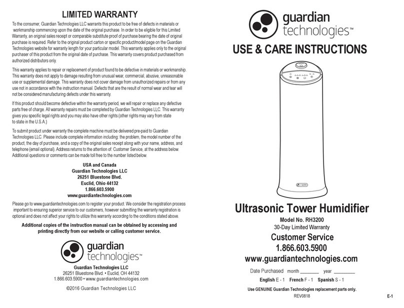 Guardian RH3200 Use & care instructions