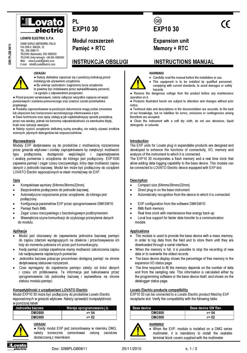 LOVATO ELECTRIC EXP10 30 User manual