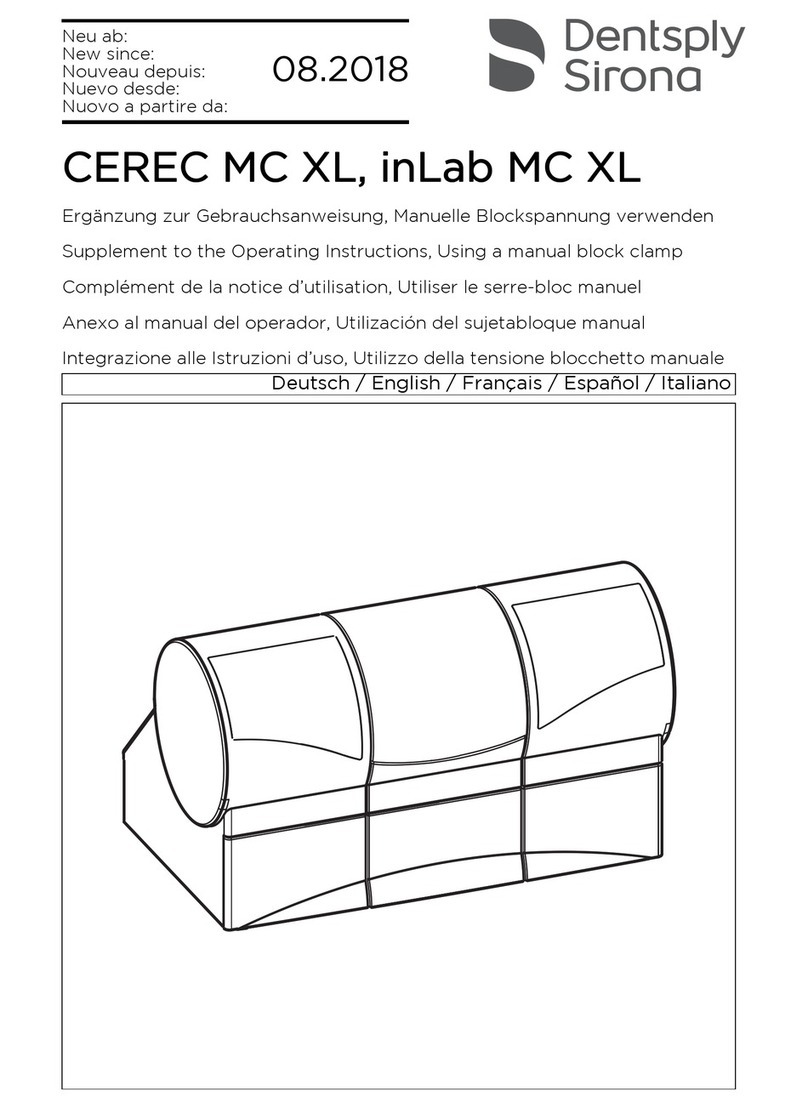 Dentsply Sirona CEREC MC XL Supplement to operating instructions