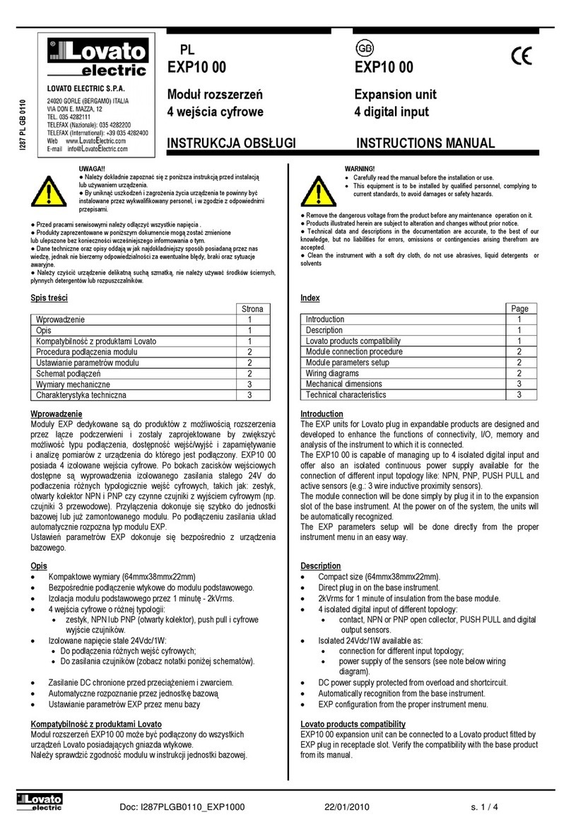 LOVATO ELECTRIC EXP10 00 User manual