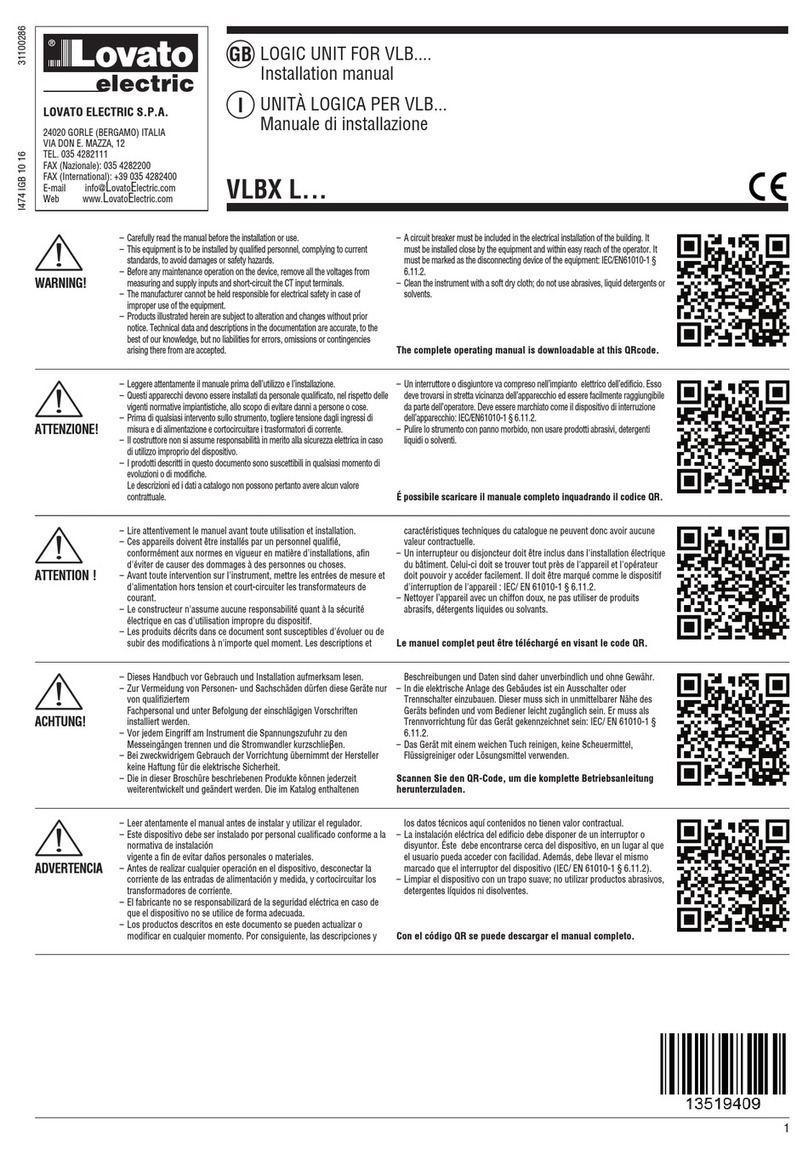 LOVATO ELECTRIC VLB X L Series User manual