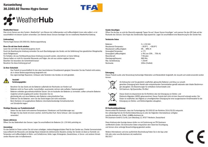 TFA WeatherHub 30.3303.02 quick reference