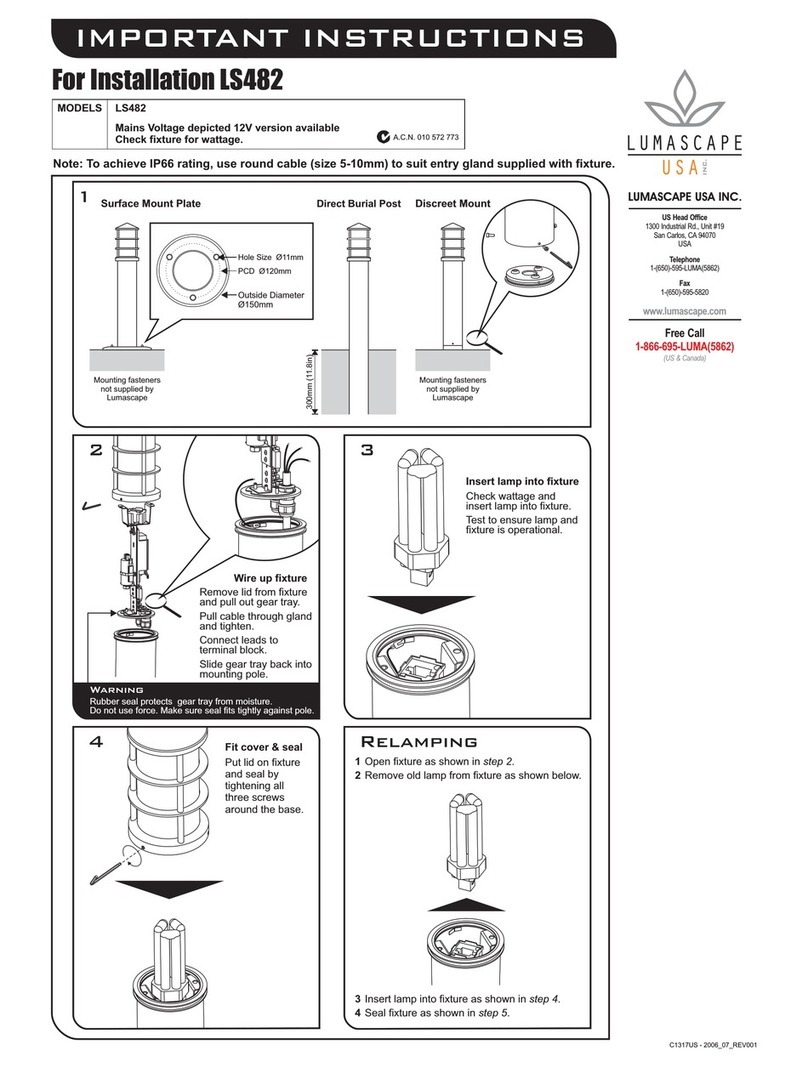 Lumascape LS482 Important Instructions for Installation