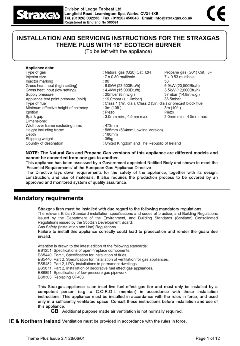 STRAXGAS Theme Plus Installation and servicing instructions STRAXGAS Theme Plus Installation and servicing instructions
