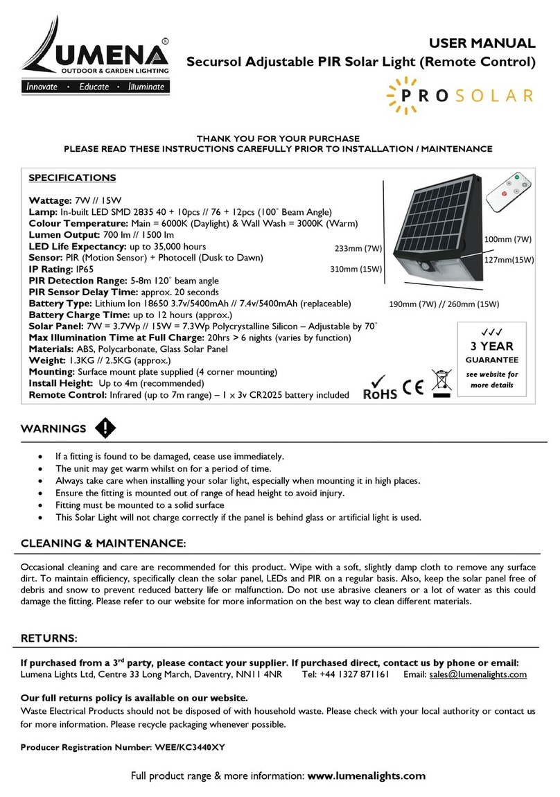 Lumena Pro Solar Secursol user manual