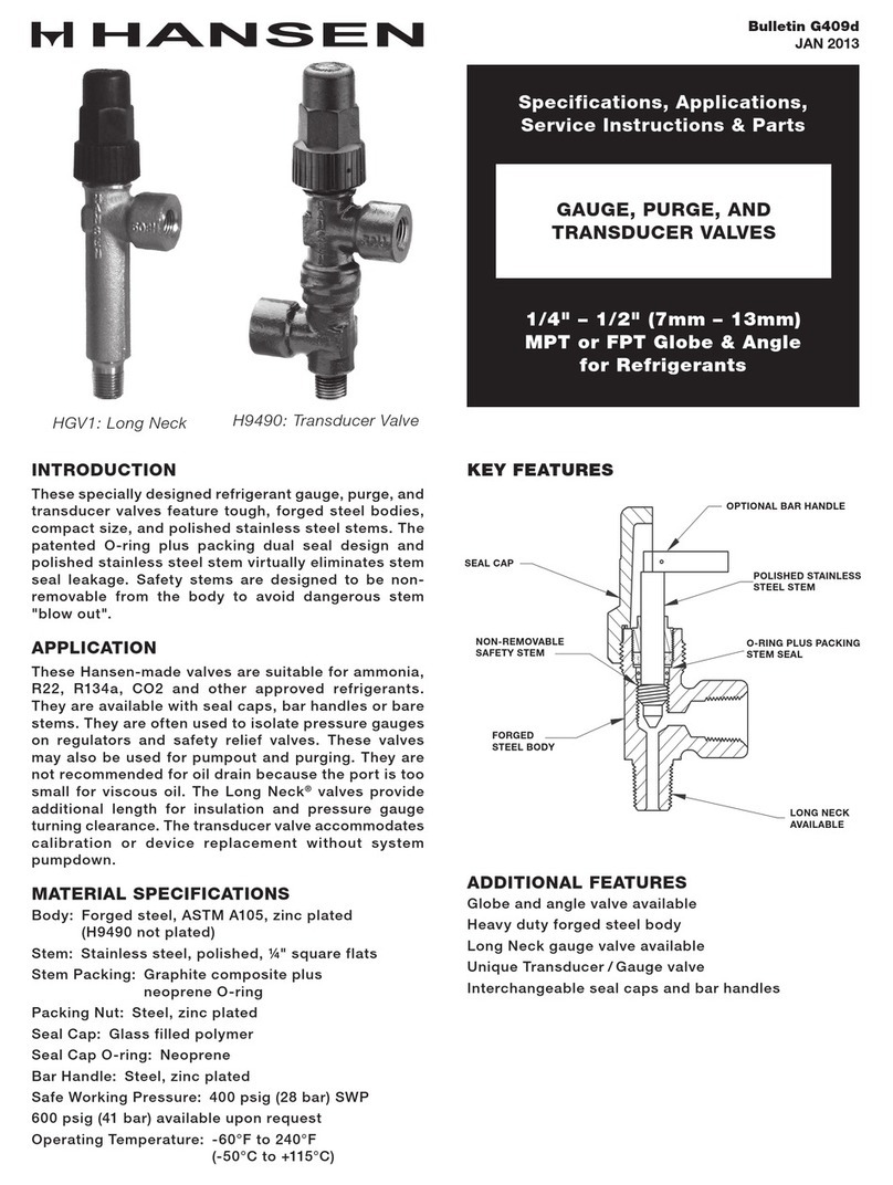 Hansen HGV1 Specifications, Applications, Service Instructions & Parts