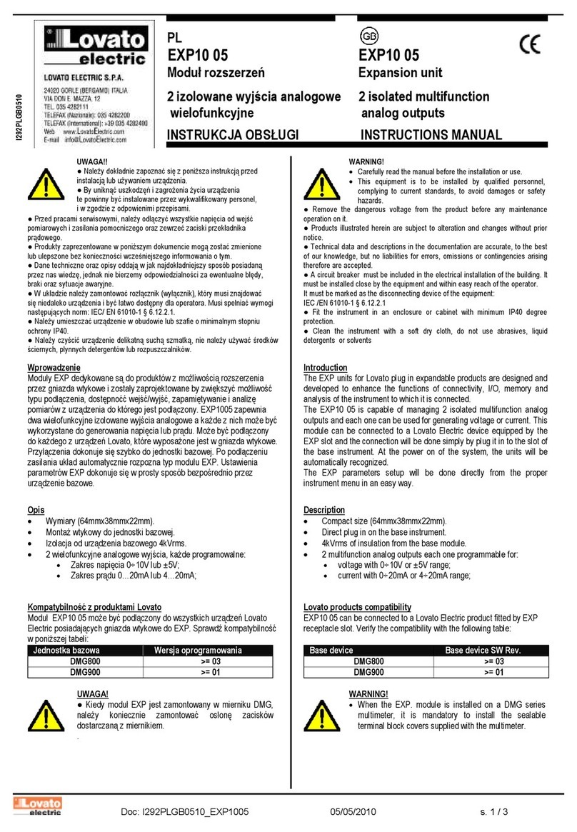 LOVATO ELECTRIC EXP10 05 instruction manual