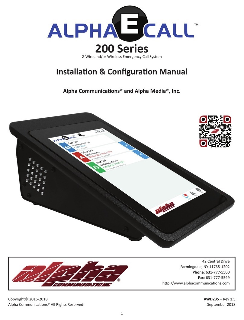 Alpha Communications AlphaECall 200 Series Installation & configuration manual