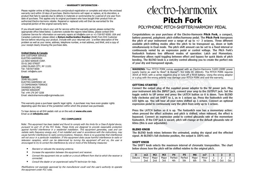 Electro-Harmonix Pitch Fork User manual