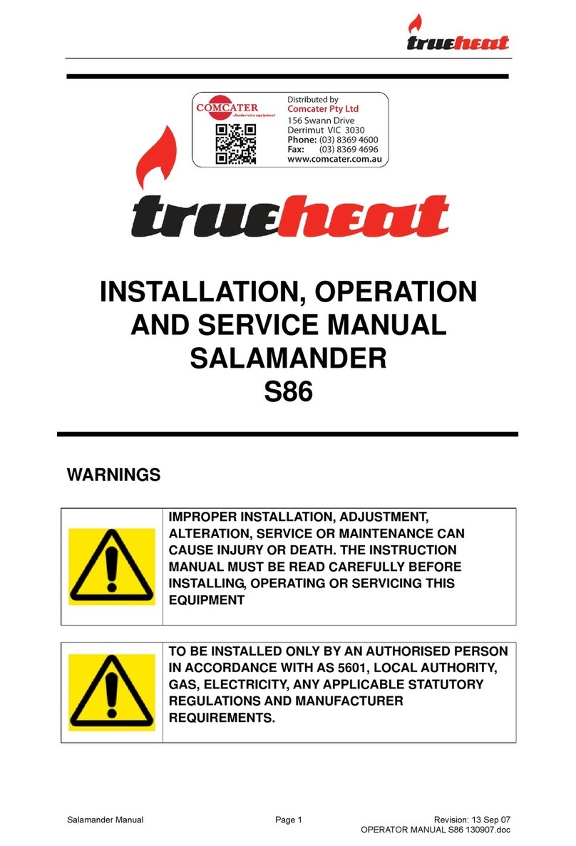 Trueheat Salamander S86 Installation, operation and service manual Trueheat Salamander S86 Installation, operation and service manual