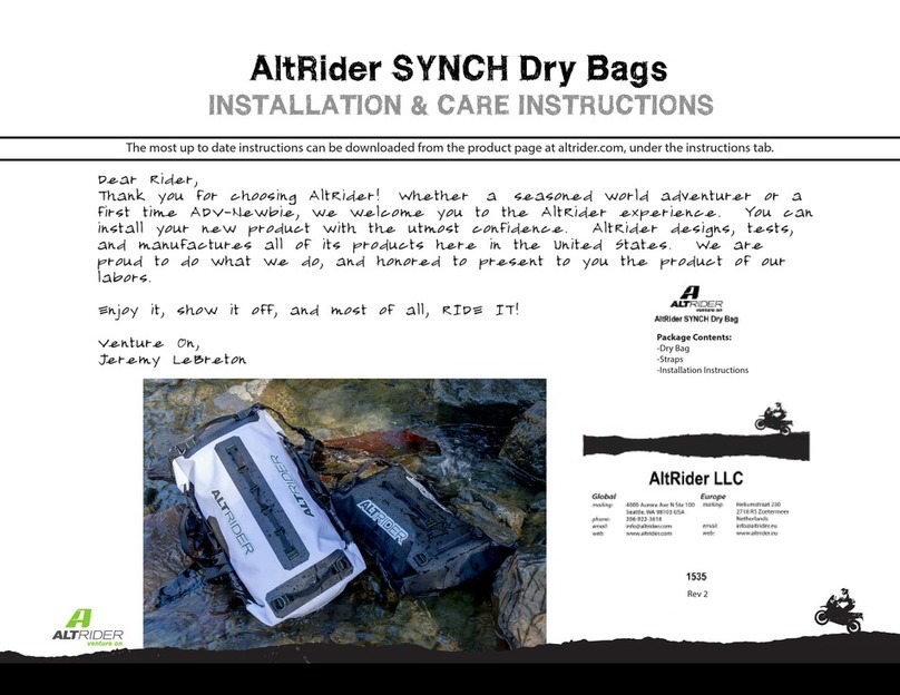 AltRider SYNCH INSTALLATION & CARE INSTRUCTIONS