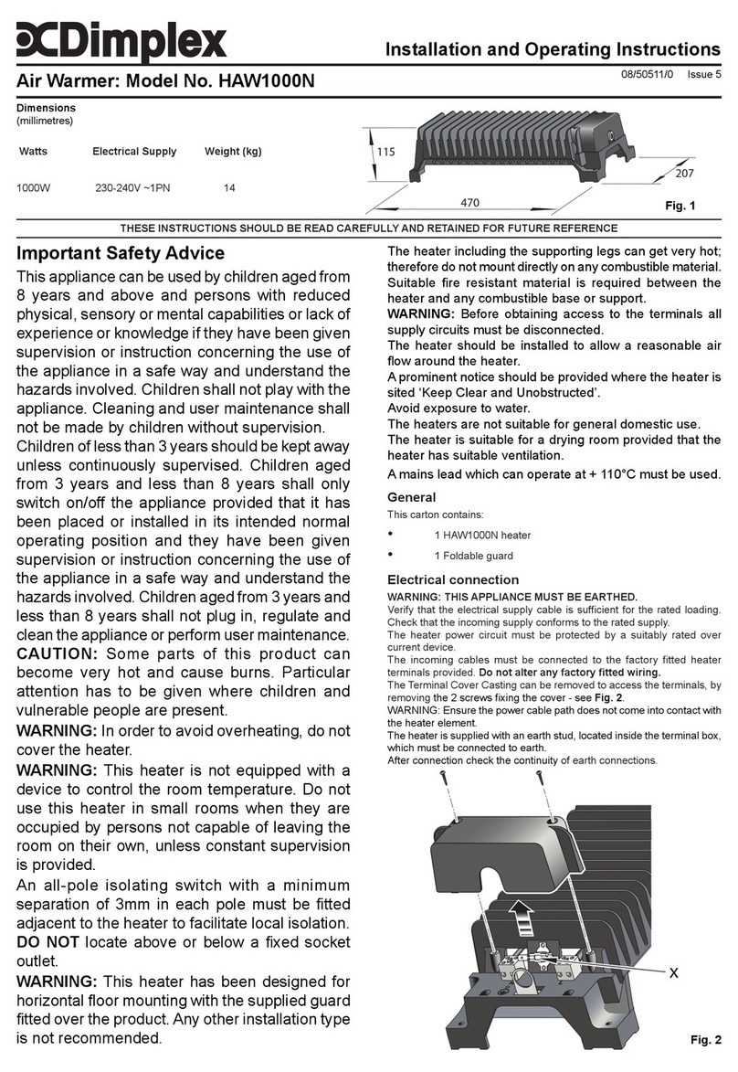 Dimplex HAW1000N Installation and operating instructions