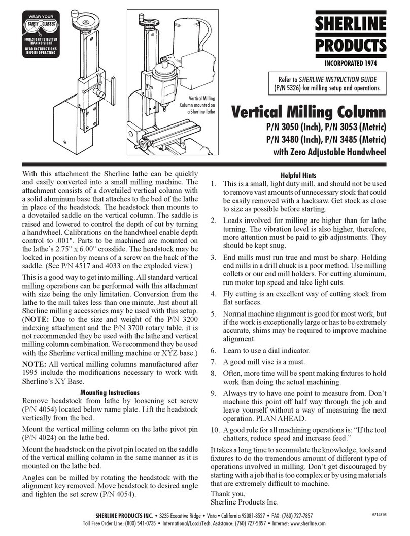Sherline Products 3050 Instruction guide