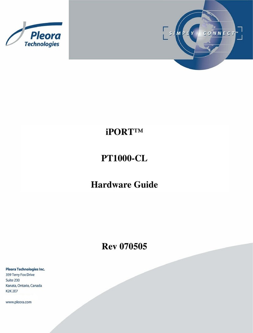 Pleora Technologies iPort PT1000-CL Hardware guide Pleora Technologies iPort PT1000-CL Hardware guide