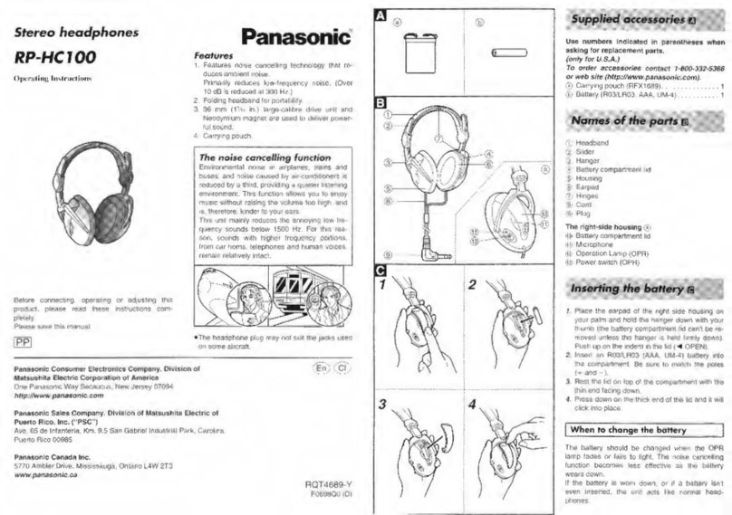 Panasonic RP-HC100 User manual