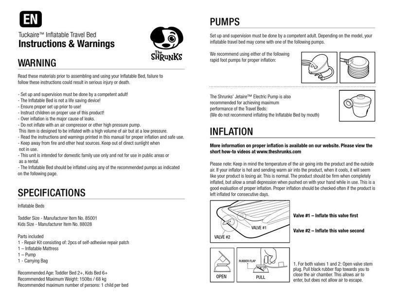 Shrunks Tuckaire Instructions & warnings