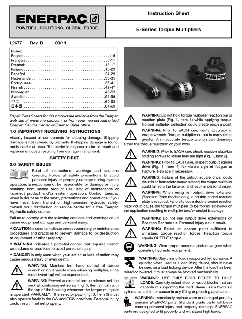 Enerpac E Series instruction sheet