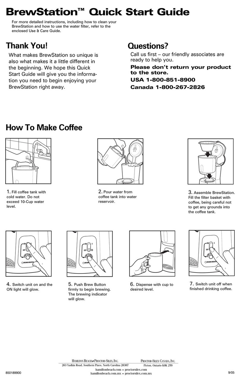Hamilton Beach BrewStation quick start guide