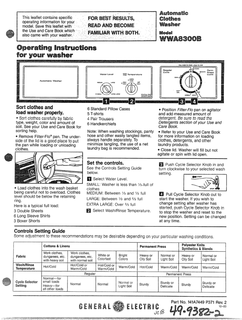 GE WWA8300B User manual