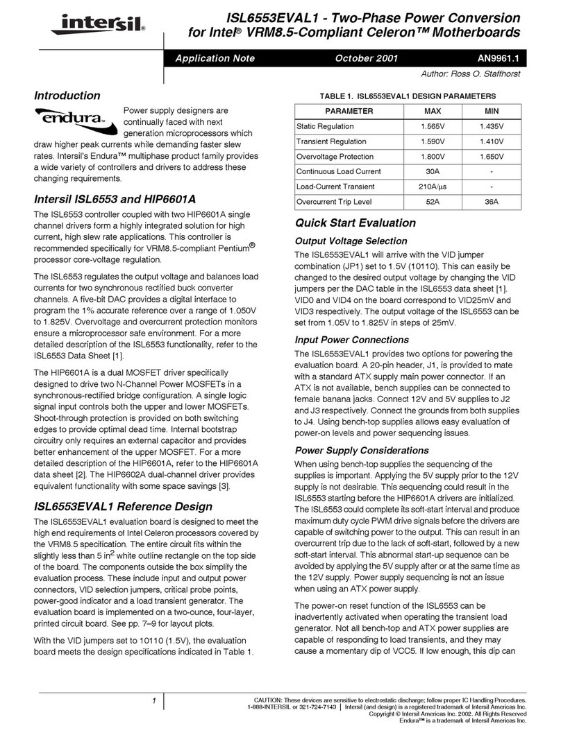 Intersil ISL6553EVAL1 Installation and operating instructions Intersil ISL6553EVAL1 Installation and operating instructions