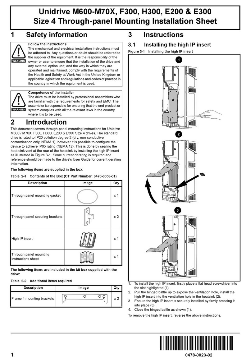 Unidrive M70 Series Installation sheet