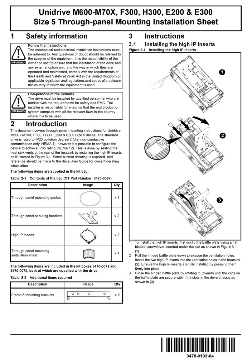 Unidrive M70 Series Installation sheet