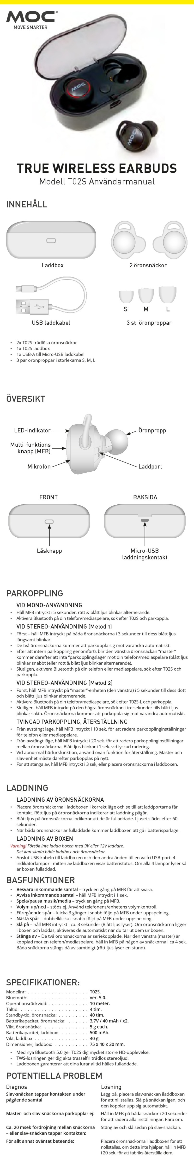 MOC T02S user manual