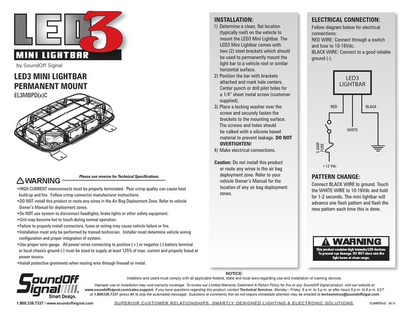 Soundoff Signal LED3 Mini Lightbar owner's manual