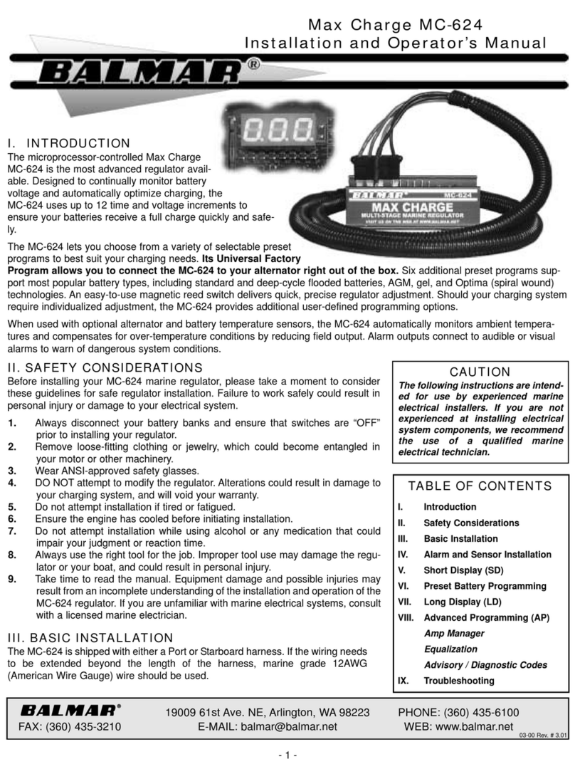 Balmar Max Charge MC-624 Installation and operator's manual