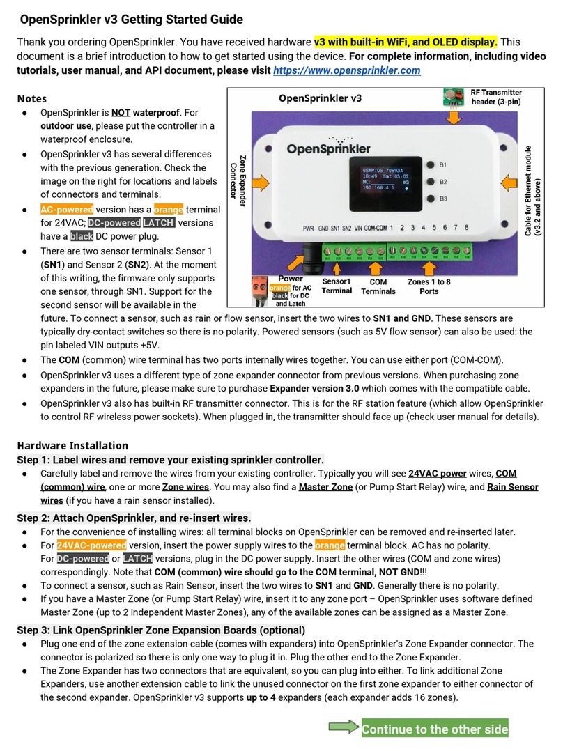 OpenSprinkler OpenSprinkler v3 Getting started guide