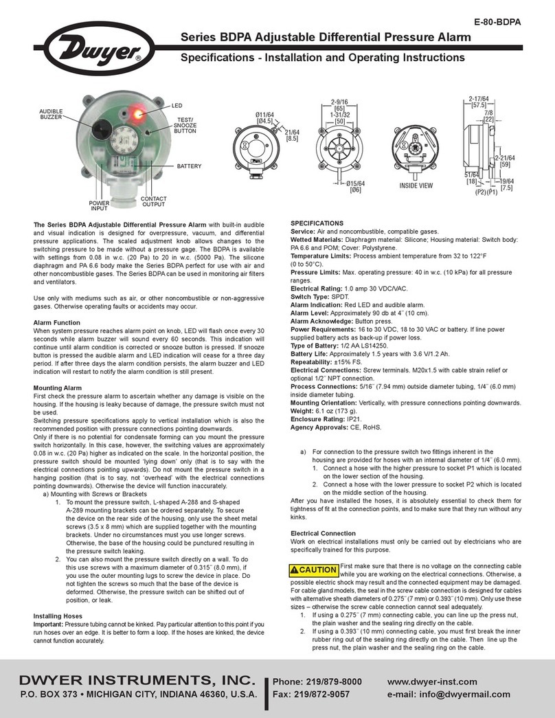 Dwyer Instruments BDPA Series Installation and operating instructions