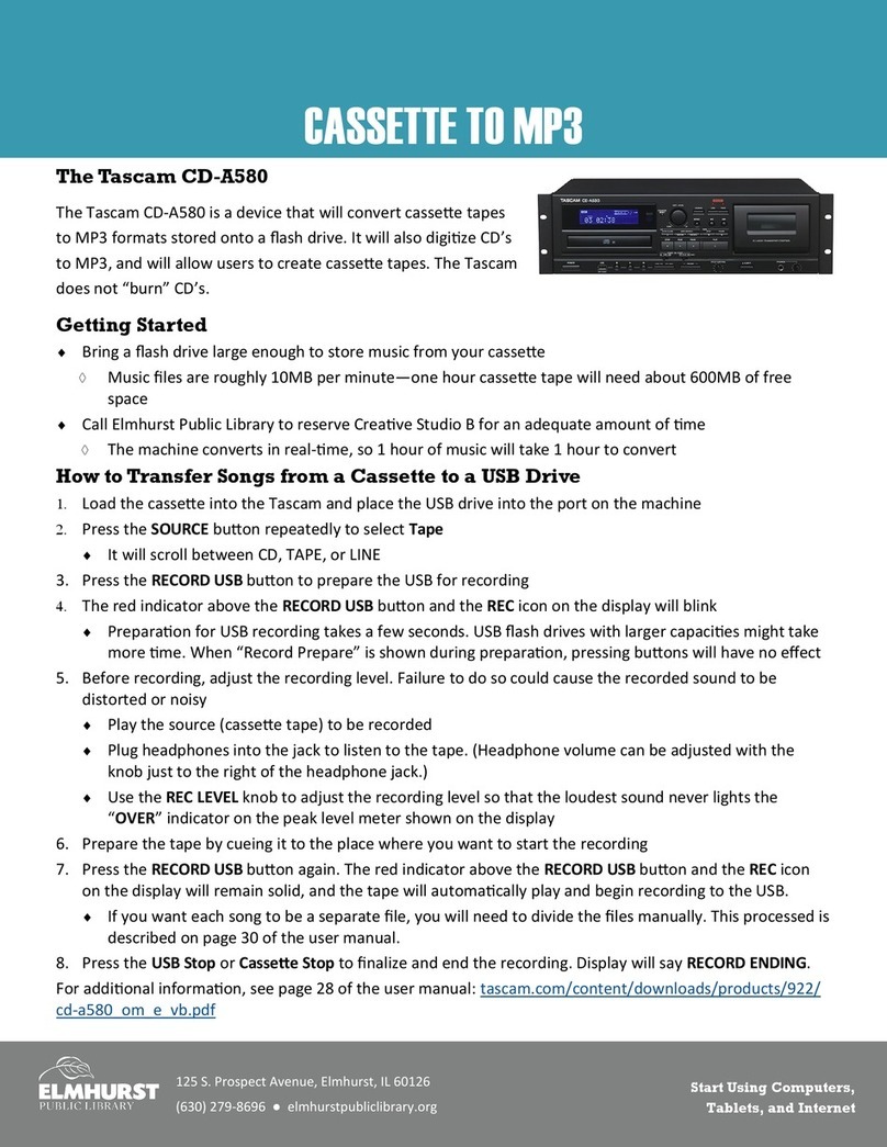 Tascam CD-A580 Getting started