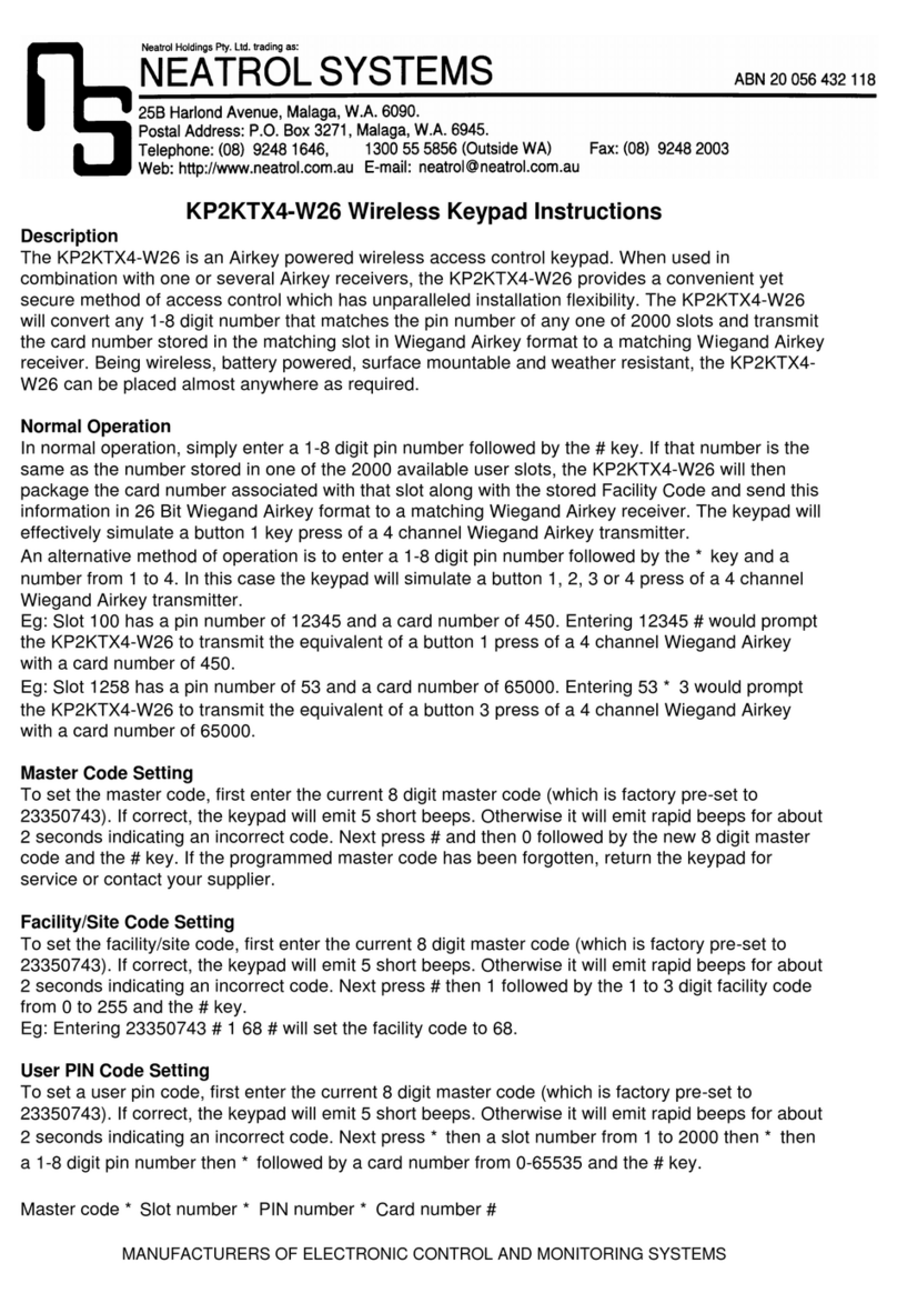 Neatrol Systems KP2KTX4-W26 instructions