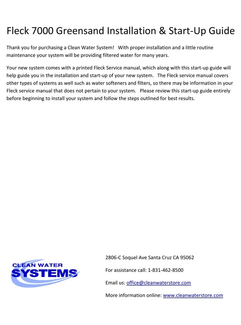 Clean Water Systems Fleck 7000 Greensand Installation & start?up guide Clean Water Systems Fleck 7000 Greensand Installation & start?up guide