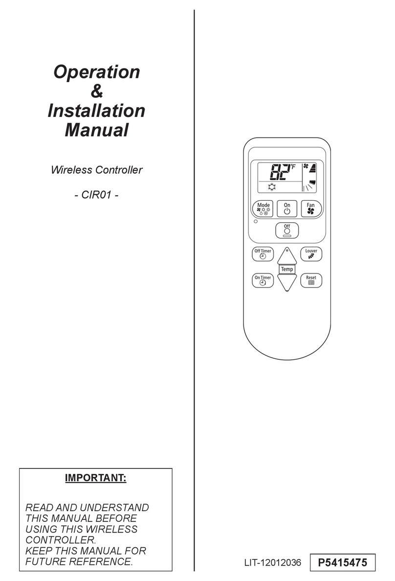 Johnson Controls CIR01 Customer operation & installation manual