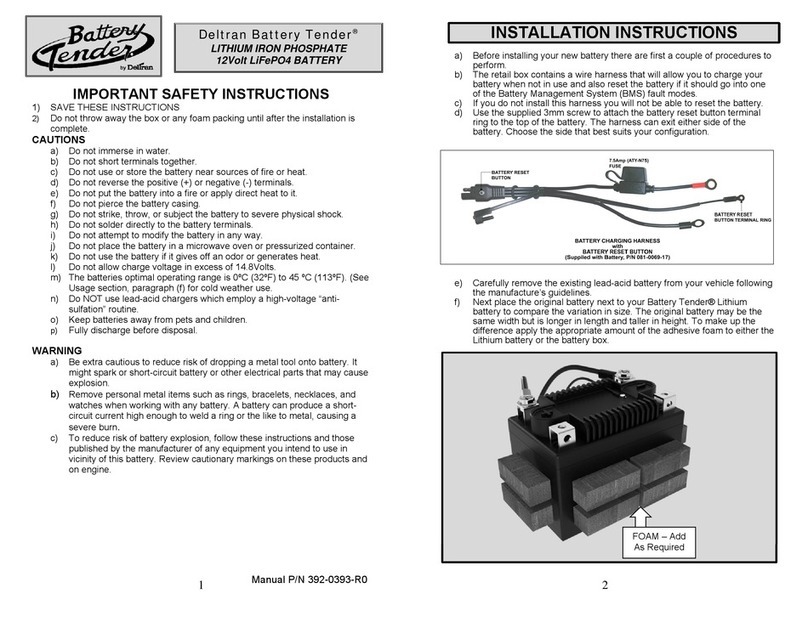 Deltran Battery Tender BTL09A150CW installation instructions
