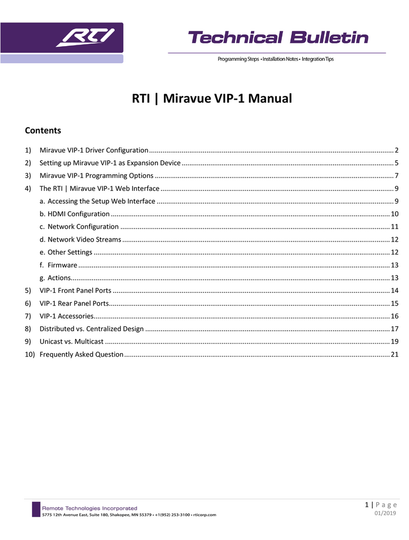 RTI Miravue VIP-1 User manual