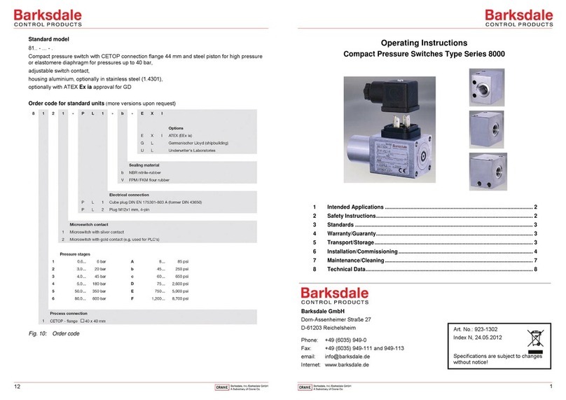 Barksdale 8000 Series operating instructions