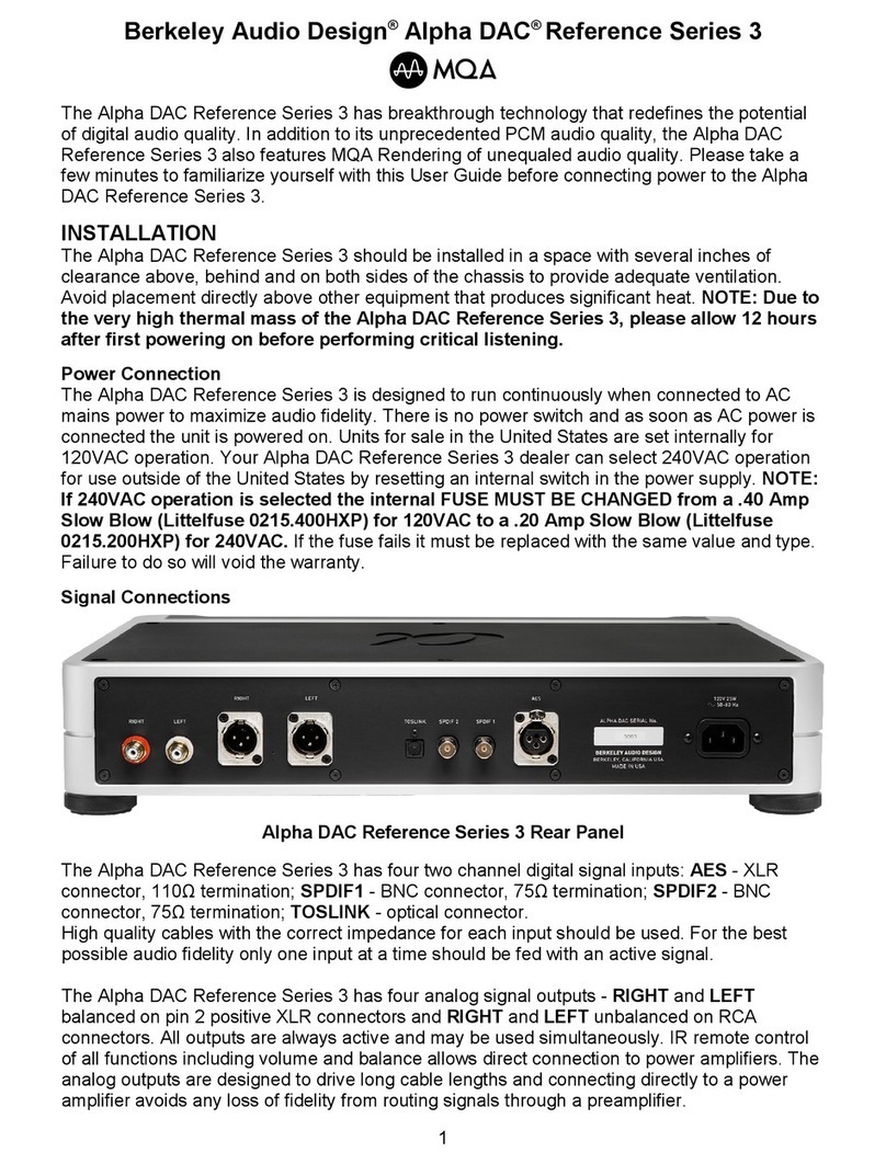 Berkeley Audio Design Alpha DAC Reference Series 3 manual