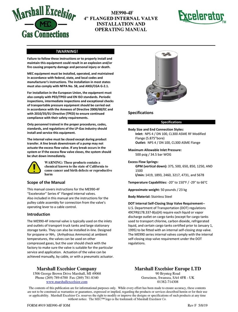 Marshall Excelsior ME990-4F Installation and operating manual
