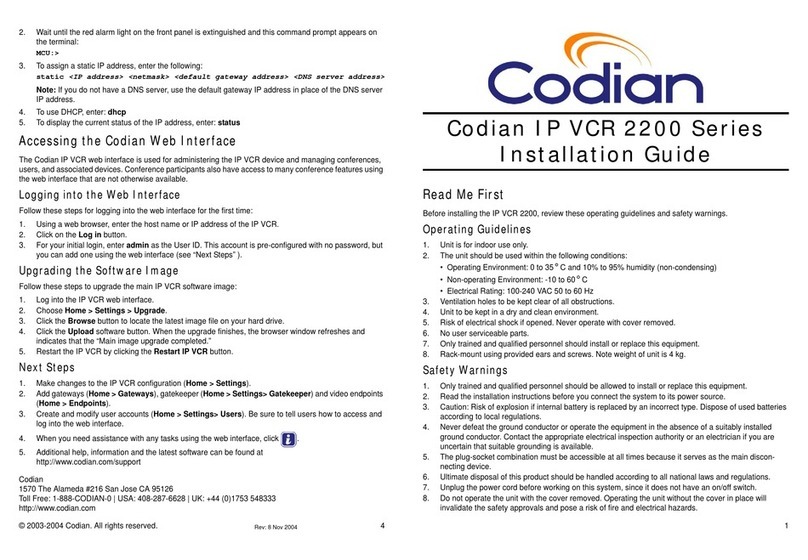 Codian IP VCR 2200 Series installation guide