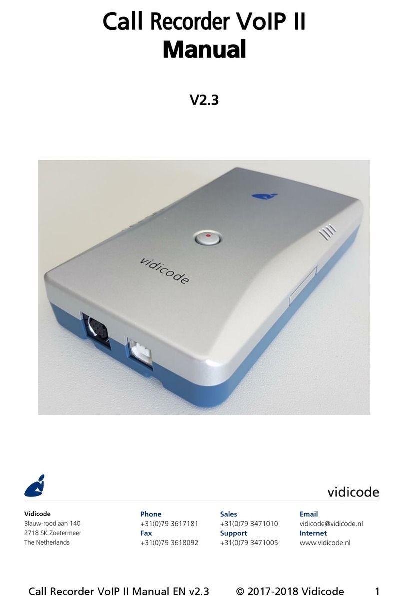 Vidicode Call Recorder Single II manual