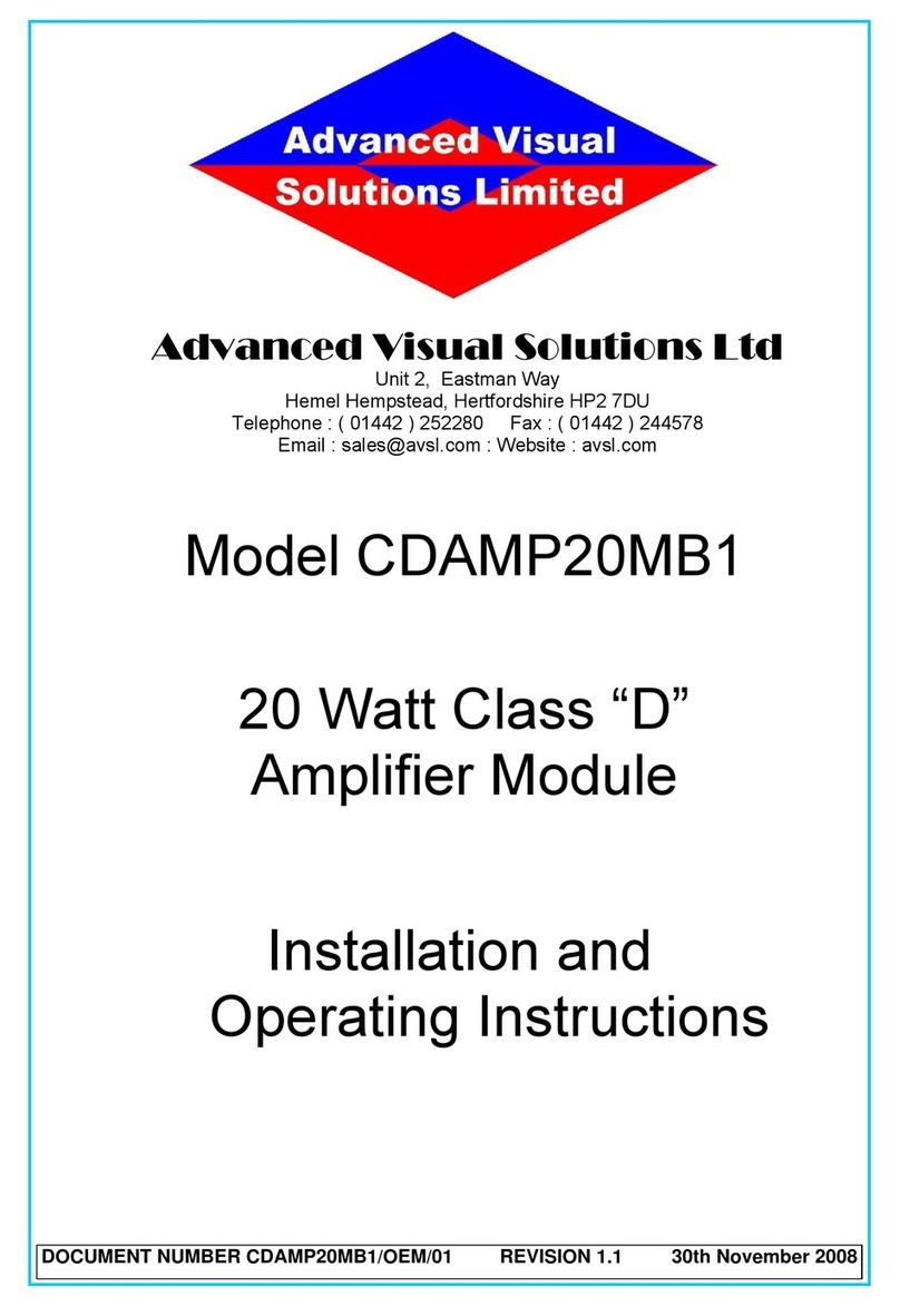 Advanced Visual Solutions CDAMP20MB1 Installation and operating instructions