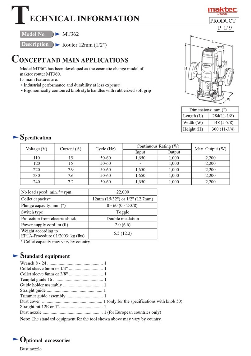 Makita Maktec MT362 technical information