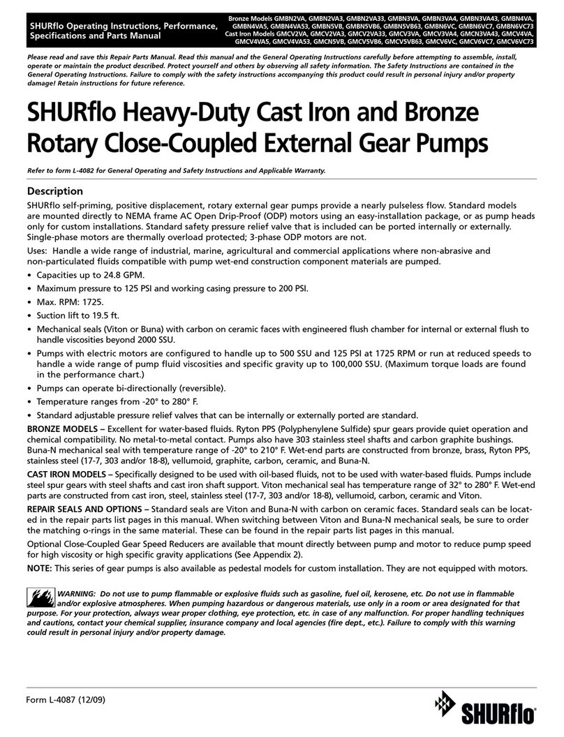 Pentair Pool Products SHURflo GMBN2VA User manual