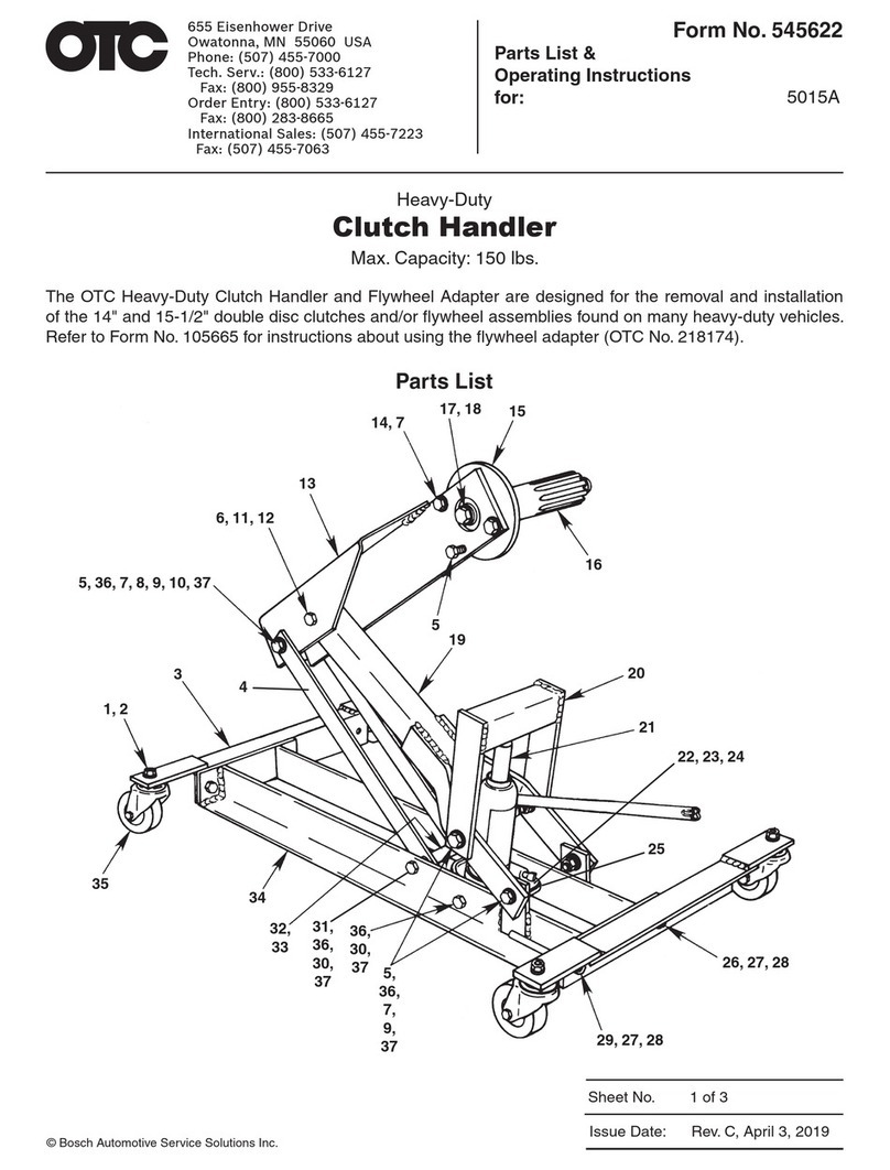 OTC 5015A PARTS LIST & OPERATING INSTRUCTIONS