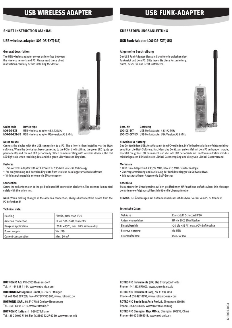 Rotronic LOG-DS-EXT Short instruction manual