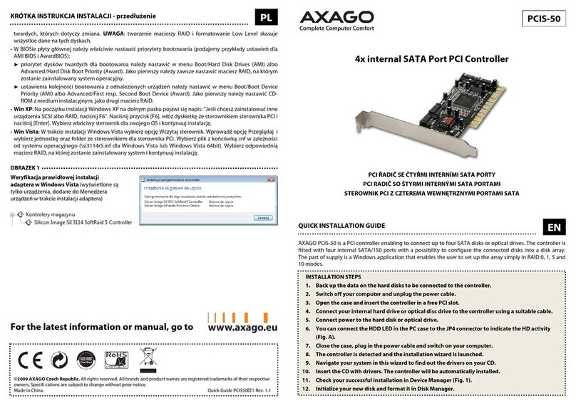 AXAGO PCIS-50 Quick installation guide