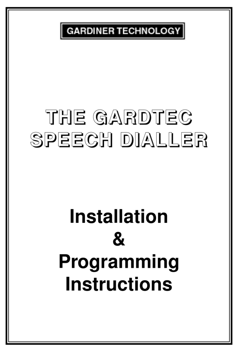 GARDINER TECHNOLOGY GARDTEC SPEECH DIALLER Installation & programming instructions GARDINER TECHNOLOGY GARDTEC SPEECH DIALLER Installation & programming instructions